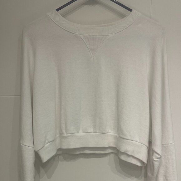 Chuu Cropped Long Sleeve Sweatshirt in White - Picture 1 of 2